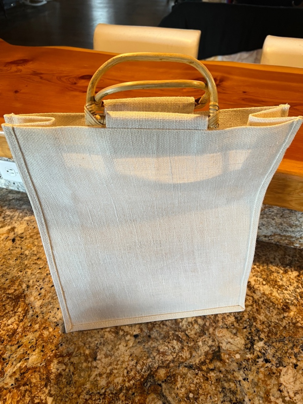 Neutral Canvas Tote with Bamboo Handles